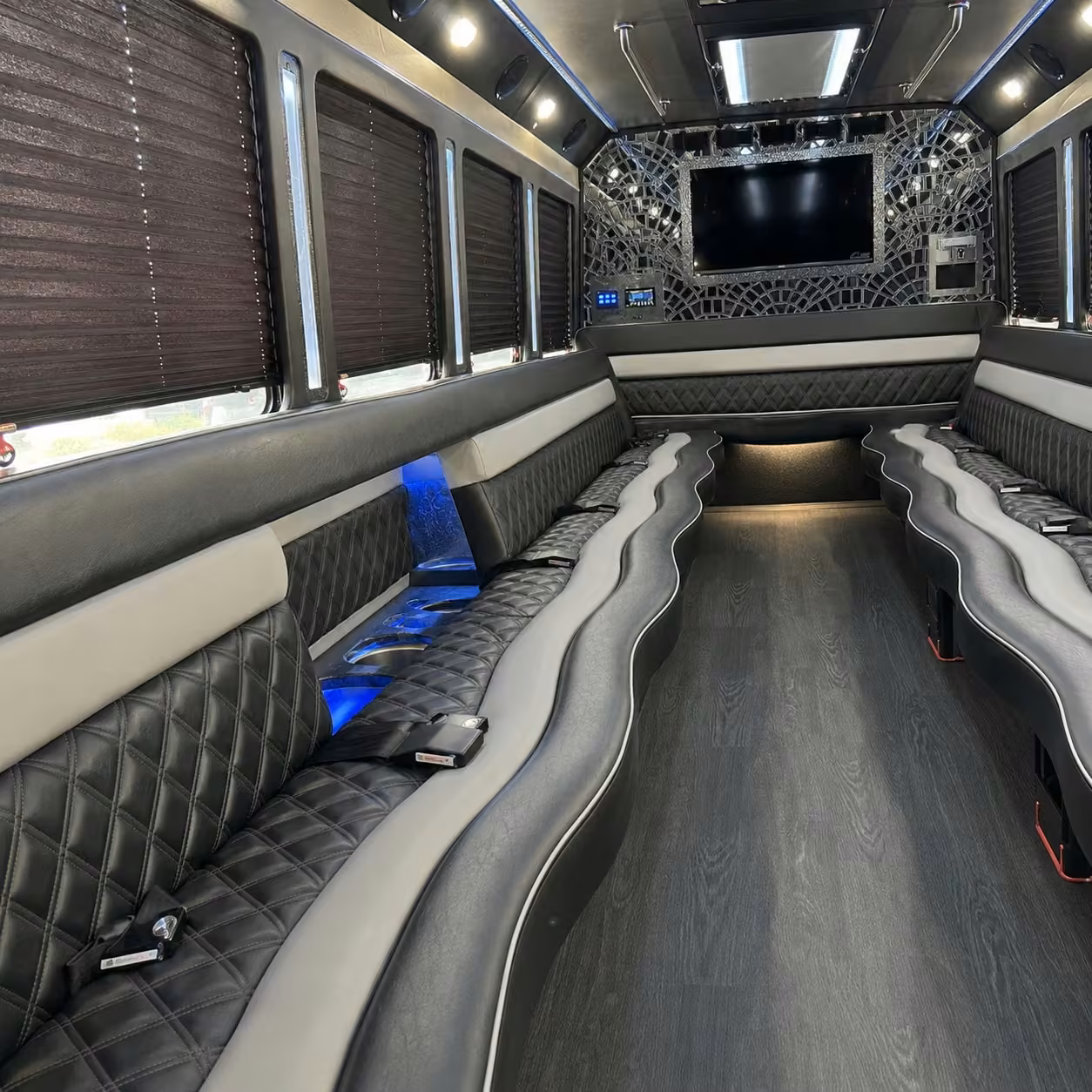 18 passenger party bus interior