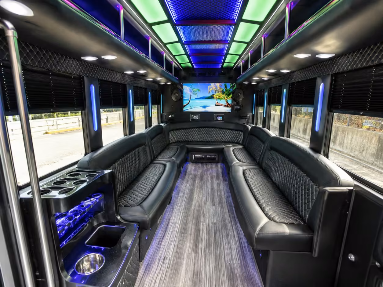 20 passenger party bus interior