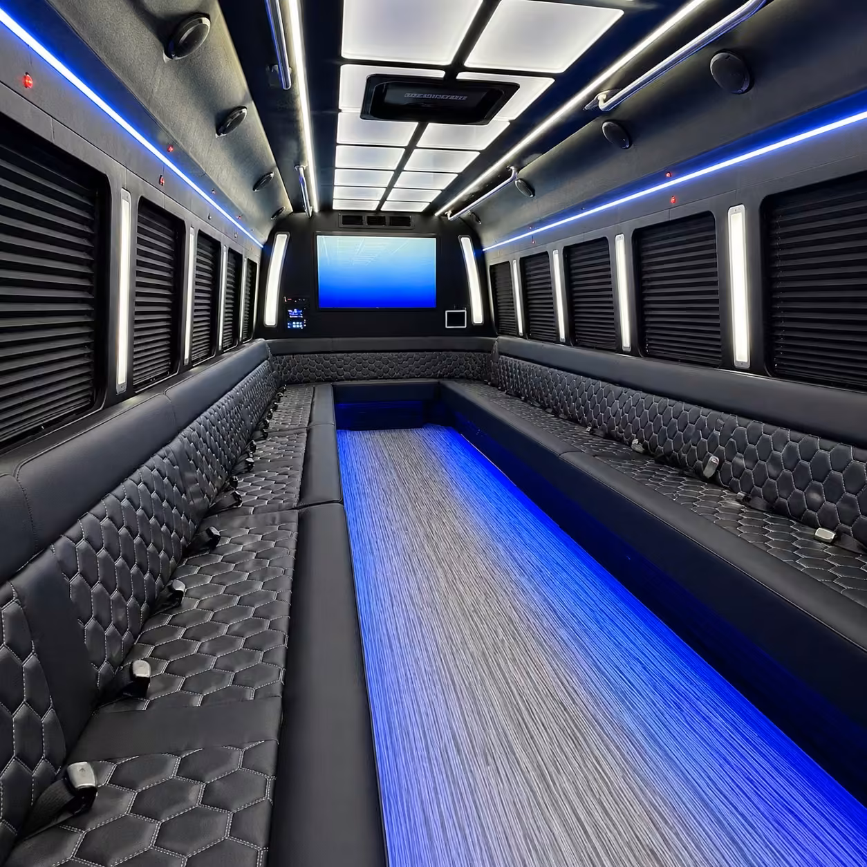 40 passenger party bus inside