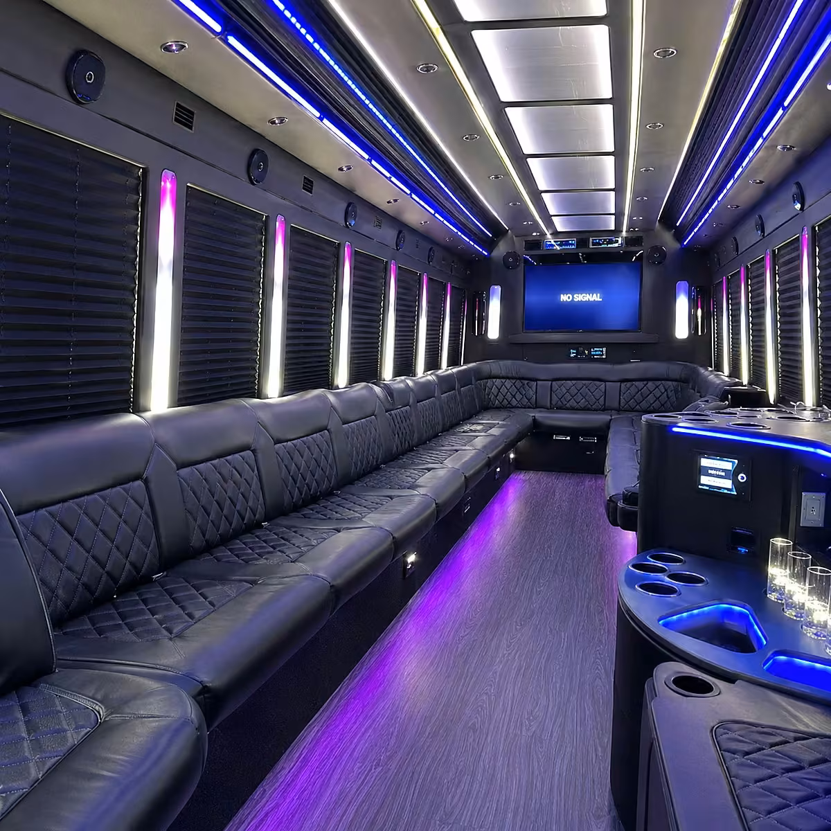 50 passenger party bus interior