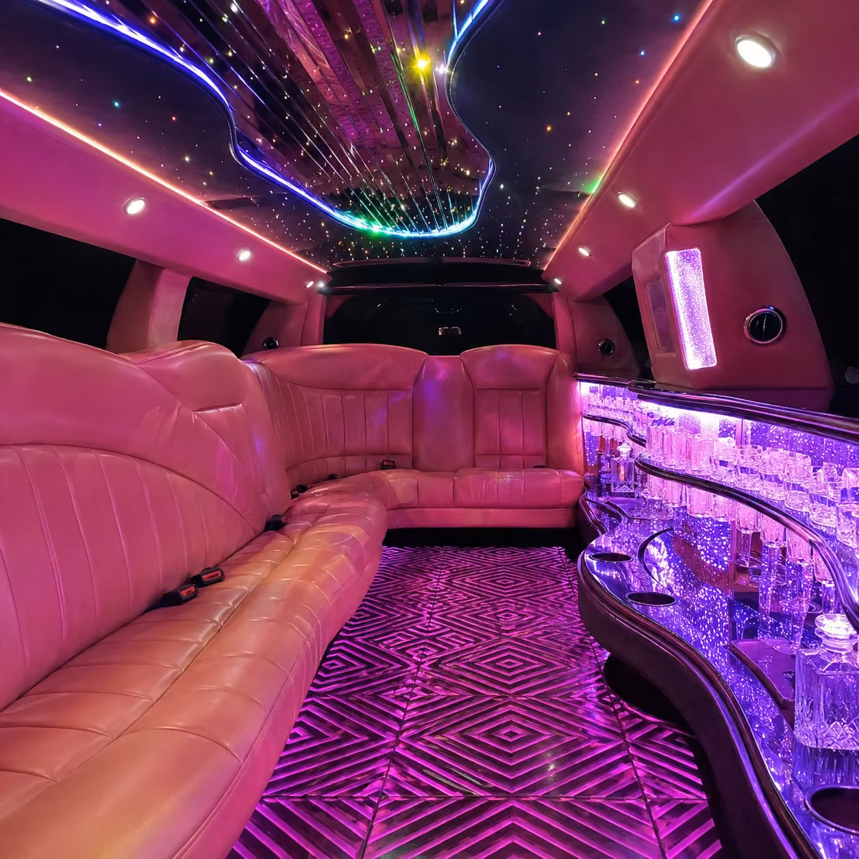 pink limo inside